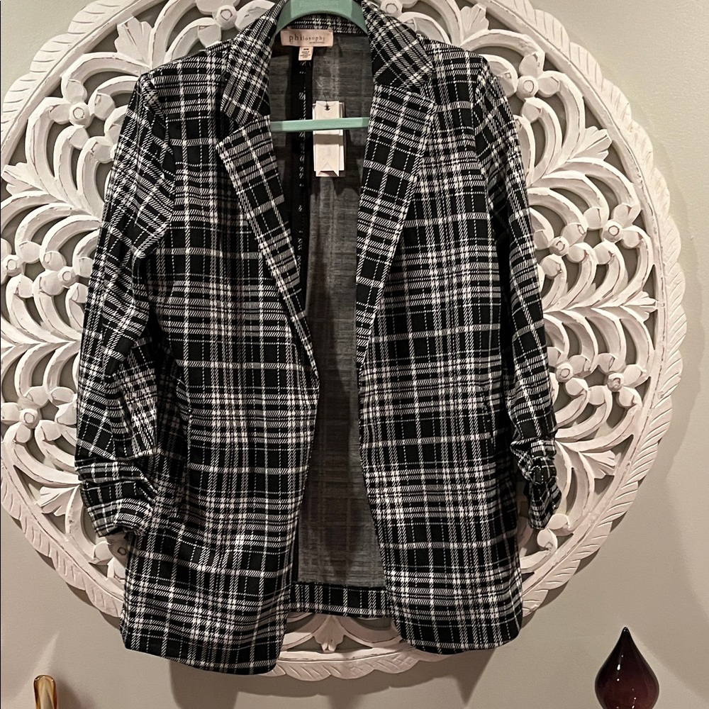 Philosophy Black and White Plaid Blazer